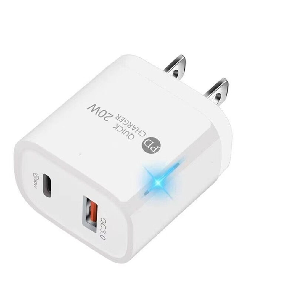 10-PACK 20W Dual Port PD USB-C and USB-A Fast Charging USB Type C Wall Charger Power Adapter Travel Plug for iPhone 14/13/12/11 Pro Max Mini, iPad, Samsung Galaxy S20/S21/S22/S23 Ultra, White