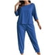 thumbnail image 3 of RKSTN Women's Plus Size Pajama Sets Crewneck 3/4 Length Sleeve Shirt Tops and Pajama Pants 2 Piece Set Womens Casual Solid Round Neck Three Quarter Sleeve Shirts and Loose Loungewear Pjs Pants Set, 3 of 6