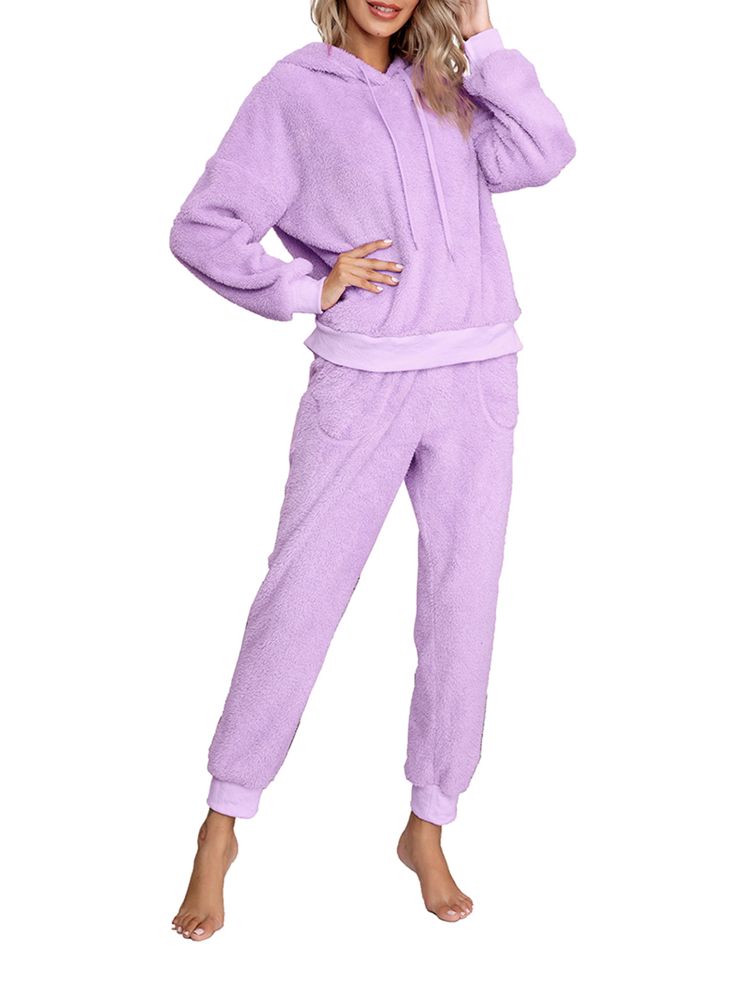 Pyjamas for Women Girls Ladies PJs Comfy Snuggle Warm Fleece Twosie Pajama Set Pyjama Flannel Shorts or Bottoms Set Lounge Wear for Women 