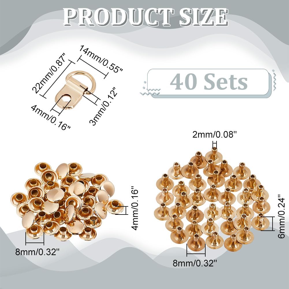 Gold Boot Lace Hooks Metal Shoelace Buckle Shoes Eyelets Hook Lace Buckle Loop D-ring with Rivets for Mountaineering Boots Climb Hiking
