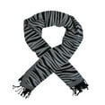 thumbnail image 2 of Zeckos Black / White Zebra Stripe Scarf Shawl Fringed, 2 of 3