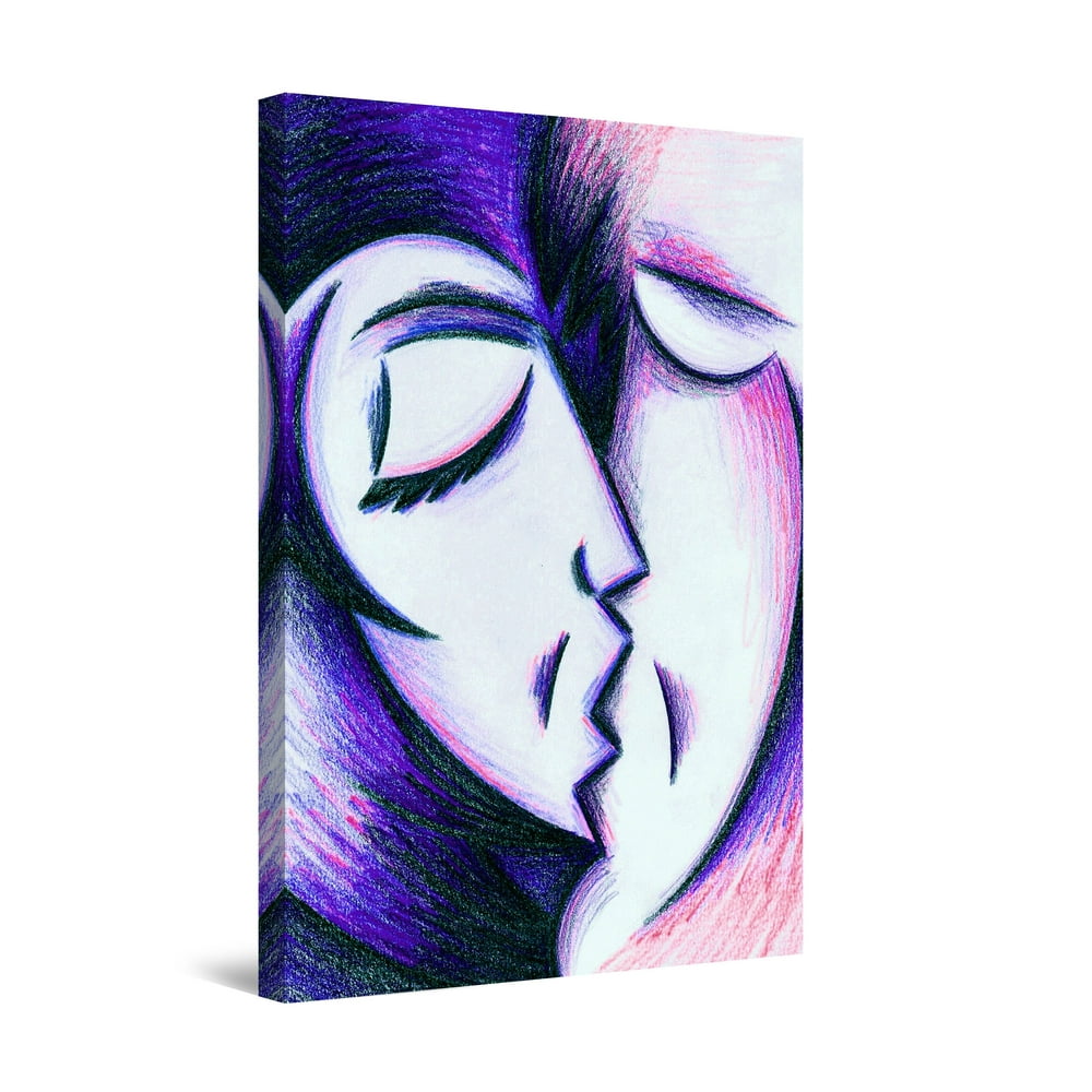 Startonight Canvas Wall Art Purple Kiss Adam and Eve, Framed Wall Decor 32" x 48" - Walmart.com ...