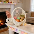 thumbnail image 2 of Hvmvliv Easter Bunny Shaped Woven Plastic Basket Imitation Rattan Carrying Basket with Handle, White, 34cm, for Decor, Picnic, Fruit Picking, Gift White, 2 of 6