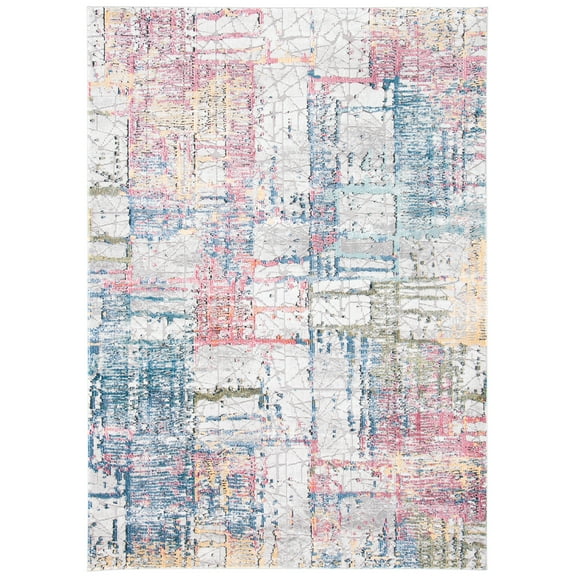 SAFAVIEH Porcello Wessex Abstract Area Rug, Ivory/Blue, 5'5" x 7'6"
