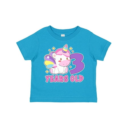 

Inktastic 3 Years Old with Cute Unicorn Birthday Gift Toddler Toddler Girl T-Shirt