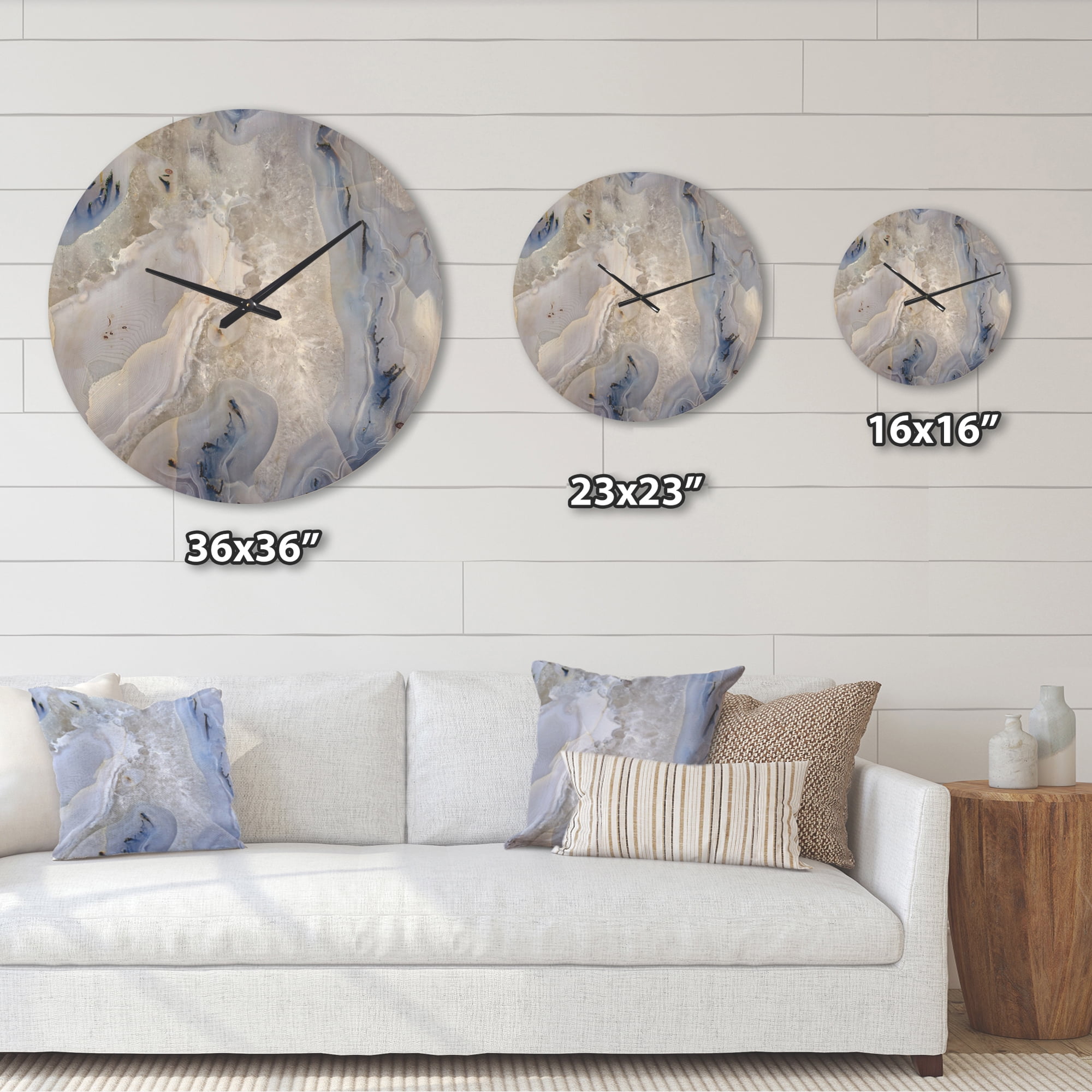 Designart 'Close Up Agate Stone ' Modern Wood Wall Clock