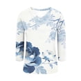 thumbnail image 4 of AGWOLF Dressy Blouses for Women 3/4 Sleeve Floral Print Shirts Business V Neck Tunic Tops Fashion Casual Spring Summer Top Multicolor XXL, 4 of 8