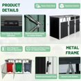 thumbnail image 6 of 77 Cu.Ft Outdoor Storage Shed, 3 Trash Cans Storage Cabinet with Lockable Doors, Heavy Duty Metal Garbage Bin Shed for Garden Backyard, Grey, 6 of 7