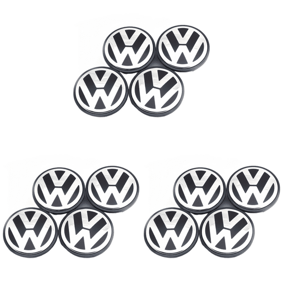 Peggybuy 4Pcs Genuine Wheel Center Hub Cap Chrome & Black 70MM for VW Beetle Passat Jetta