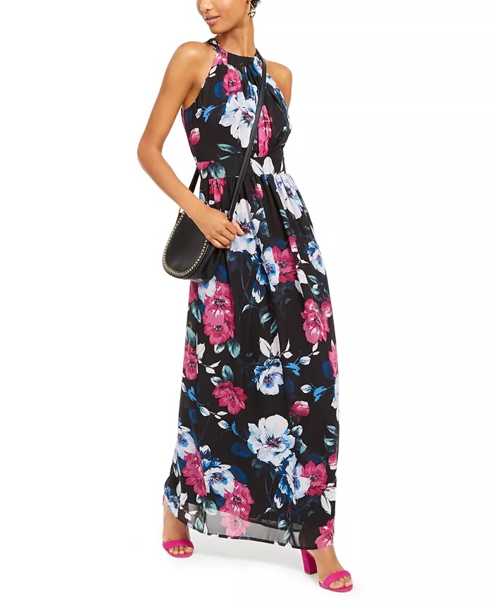 Floral-Print Halter Maxi Dress 