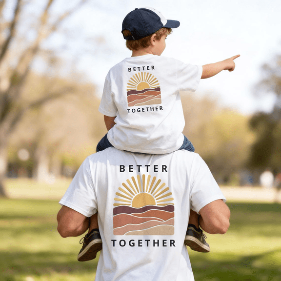 Better Together Sunset Matching Shirt, Dad Son Retro Landscape Tee, Family Matching Outfit, Fathers Day Mini Me Gift