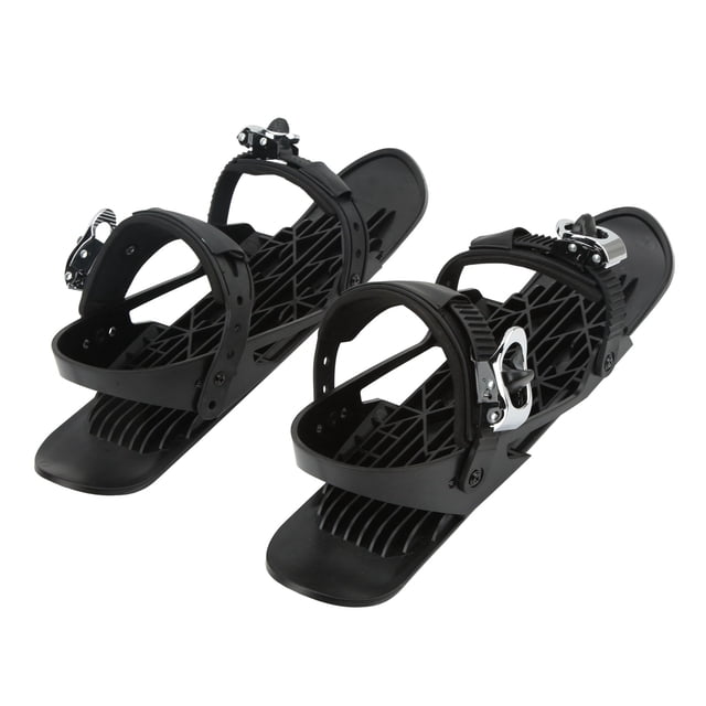 Mini Ski Skates, Black Mini Ski Boots Adjustable Binding Portable Free Size Metal Buckle for Competition for Adults