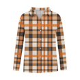 thumbnail image 5 of Womens Plaid Long Sleeve Shirt Trendy Turn Down Collar Button Down Coats Casual Loose Fit Business Work Outfits, 5 of 5