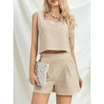 thumbnail image 4 of Womenacute;s Summer 2PCS Outfit Sets Solid Color Sleeveless Sling Vest + Casual Shorts with Pockets, 4 of 10