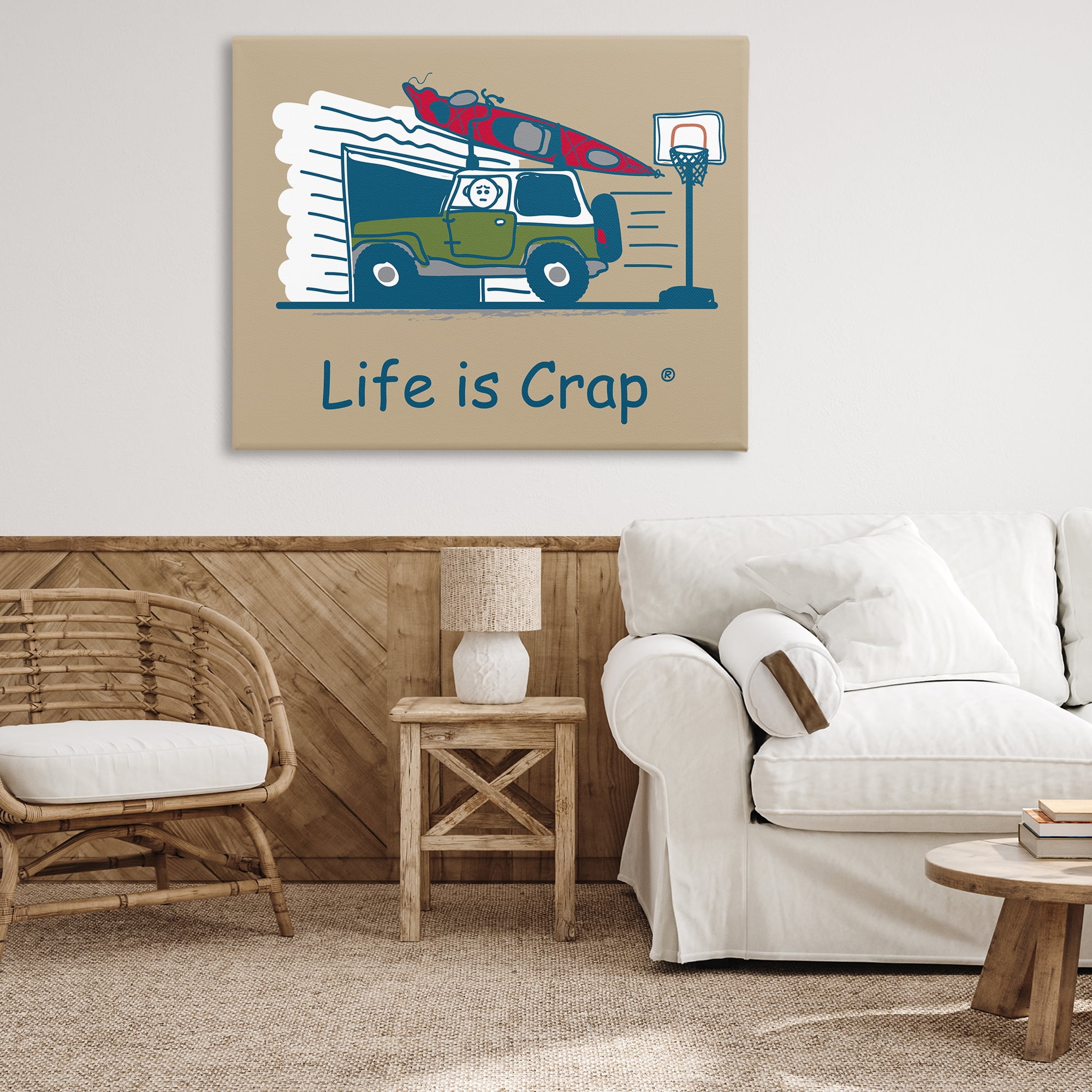 Stupell Industries Kayak and Garage Novelty & Humor Painting Wrapped Canvas Art Print Wall Art, 48 x 36