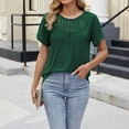 thumbnail image 5 of Kaemgyyd Tops for Women Trendy Plain Short Sleeve Crew Neck Casual Fashion Clothes Loose Fit Hollow out Blouses Shirts, 5 of 5