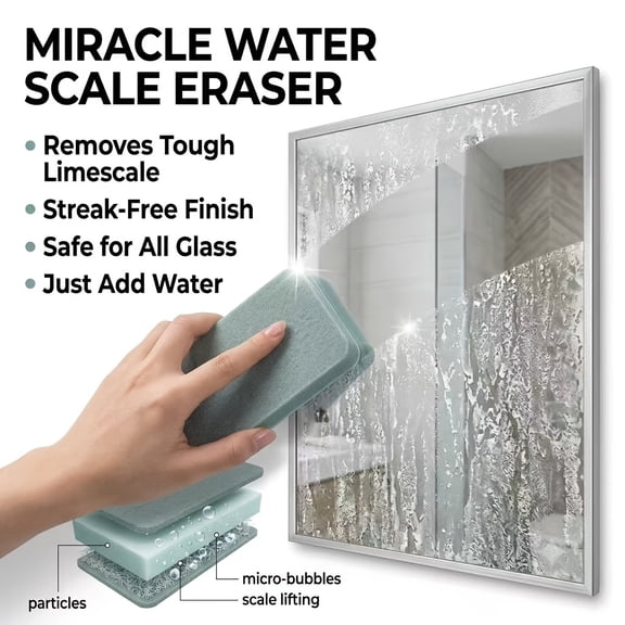 4 Pcs Glass Limescale Magic Cleaning Brush Set, Multi‑Functional Bathroom Shower Tile Glass Scrubber, Powerful Water Stain & Limescale Remover for Mirror, Window and Household Surfaces