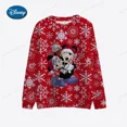 thumbnail image 3 of Sudadera de manga larga con cuello redondo ajustada con estampado navideño de Mickey Mouse y Minnie de Disney Otoño 2024 nueva moda informal, 3 of 5