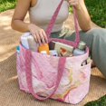 thumbnail image 2 of ZUXONGSY Marble Print Print Tote Bag Trendy Reversible Quilted Tote Bag Cute Women's Bag for Daily Commute Shopping Travel Casual Outings, Pink, 2 of 6