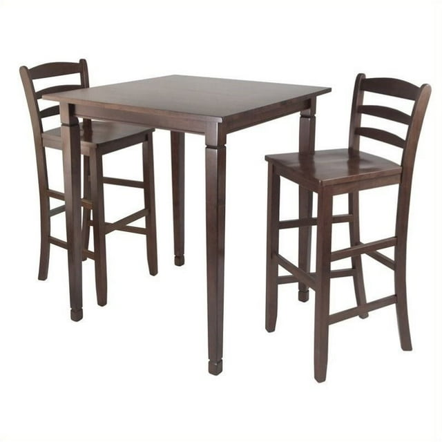 Pemberly Row 3 Piece Square Pub Dining Set in Antique Walnut