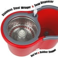 thumbnail image 5 of Spin Mop and Bucket, Microfiber Spin Mop & Bucket for Floor Cleaning, Dust Mop Kit with 3 Mop Heads, Floor Mop with Stainless Steel Wringer Set, Mops and buckets for floors, Red & Gray, 5 of 7