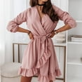 thumbnail image 5 of Vestido casual HUOGUO Vintage Sexy de color liso para mujer, 5 of 5