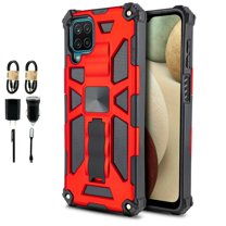 Value Pack   for Samsung Galaxy A12 5G with Tempered Case Hybrid Phone Case Magnet Mount Ready Grip Grids Kickstand Slim Shock Bumper Cover