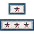 thumbnail image 2 of Independence Day Kitchen Rugs and Mats Set of 2, 4th of July Stars on White Non-Slip Floor Doormat Comfort Area Runner Rug and Mat, Blue Frame Indoor Entrance Carpet Home Decor, 2 of 6