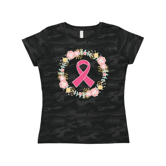 Inktastic Breast Cancer Pink Ribbon Awareness Wreath Women's T-Shirt