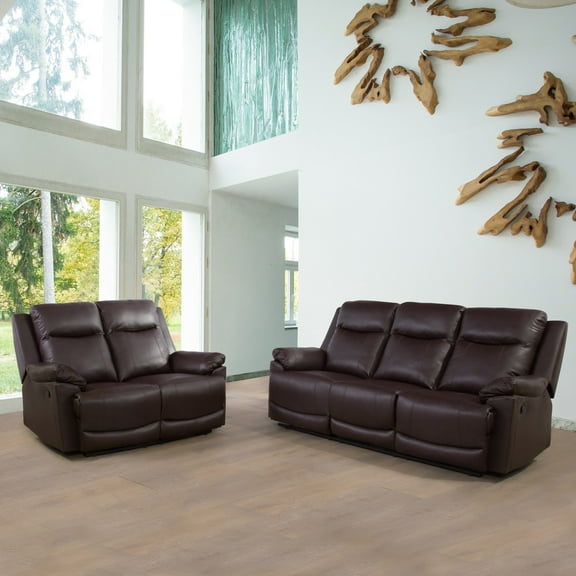 Ainehome3 Pieces Faux Leather Reclining Configurable Living Room Set