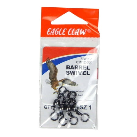 UPC: 0047708700818 | Eagle Claw Black Barrel Swivels Size 1 Pack of 4  01012-001