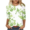 thumbnail image 2 of Zedker Plus Size St Patricks Day Shirt for Women 2026 Casual 3/4 Sleeve Irish Shirts Funny Saint Patrick's Tunic Tops, 2 of 7