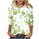 thumbnail image 2 of Xuyuer St Patricks Day Shirt Women Irish Shamrock 3/4 Sleeve Tshirts St Paddys Day Tee Tops Funny Green Shamrock Printed Graphic Saint Patrick's Basic Tee Tops, 2 of 7