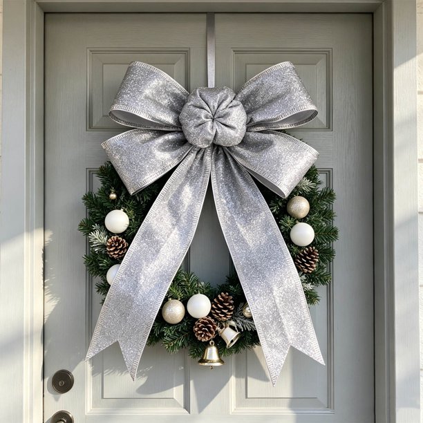 MTBLYS Lazos para árbol de Navidad para decoración | Adornos navideños de tela grandes|Lazos festivos colgantes para guirnaldas|coronas|fiestas y decoración del hogar