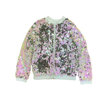 Girls Pink & Silver Flip Sequin Zip Up Sweatshirt Jacket X-Large (14-16)