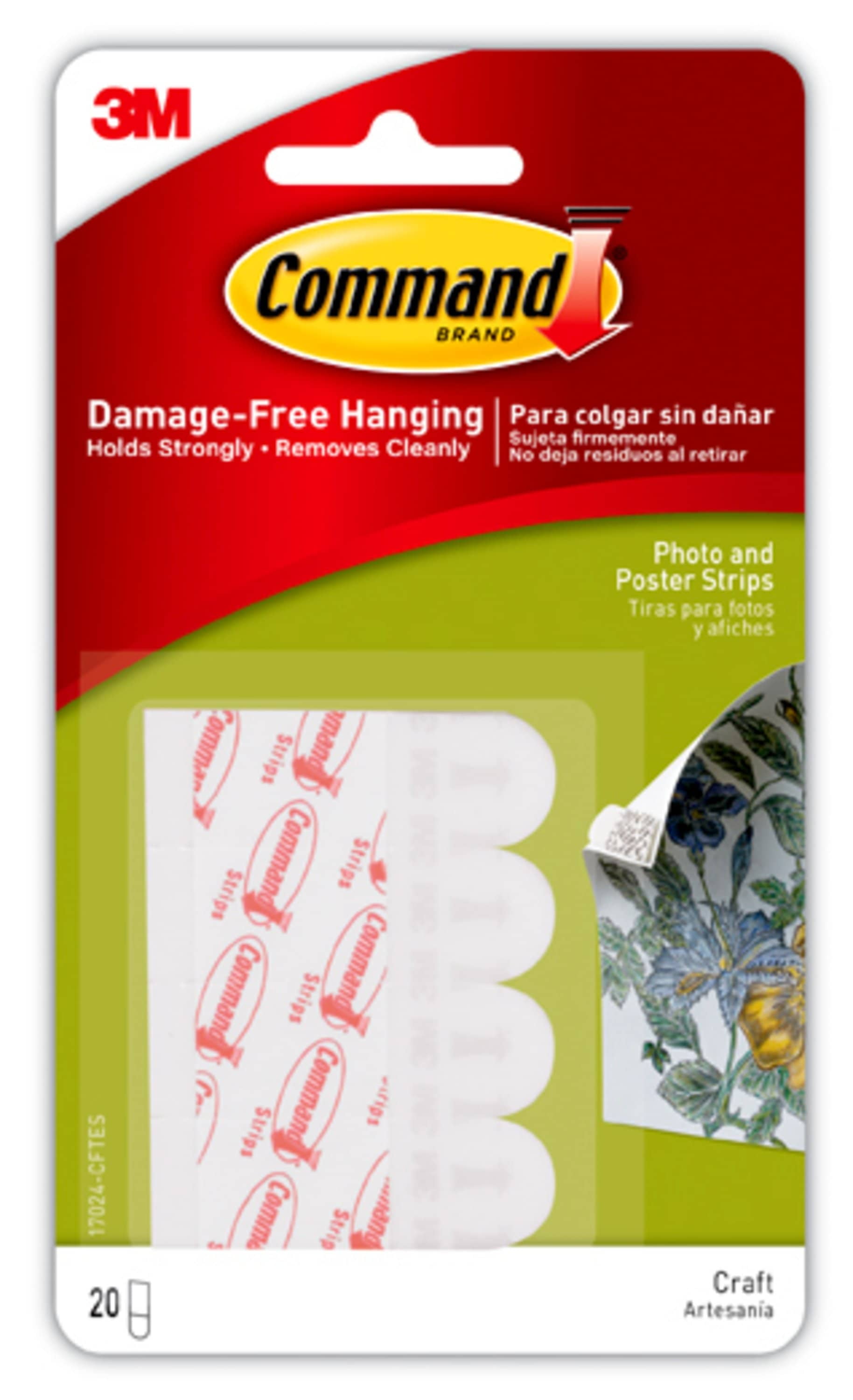 Command Poster Strips, White, Damage Free Decorating, 20 Command Strips