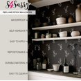 thumbnail image 4 of S4sassy Removable Nature-inspired Waterproof Wall Wrap, Textured Wallcover, Mini Floral Bunch Print Contact Paper for Wall, Cabinet, Dresser, Self Adhesive Vinyl Wallpaper Roll- Gray (25"x60" inch), 4 of 9