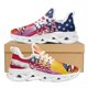 thumbnail image 1 of Zapatillas de deporte de malla con cordones para mujer, diseño de bandera estadounidense, plataforma transpirable con amortiguación de aire, tenis con estampado de girasol, verano, 1 of 6