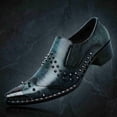 thumbnail image 2 of Men's Studded Dress Shoes with Embossed Leather & Metal Toe Cap - Punk Style Slip-On Formal Loafers, 2 of 6