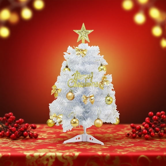 Djunllk Mini Christmas Tree 17.7in/45cm Artificial Cedar Small White Christmas Tree Realistic Xmas Tree Gift Holiday Party Decoration for Kitchen Dining Room Window