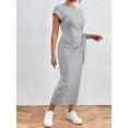 thumbnail image 5 of Sexy Dance Women's Summer Striped Short Sleeve T Shirt Dress Casual Tie Waist Bech Long Sundress Ladies Office T Shirt Dresses grey XL, 5 of 8