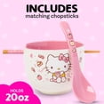 thumbnail image 3 of Silver Buffalo Sanrio Hello Kitty Apples and Cinnamon Ceramic Ramen Noodle Rice Bowl with Chopsticks and Spoon, Microwave Safe, 20 Ounces, 3 of 8