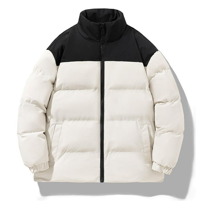 Fankiway Parka à Col Montant Zippée Colorblock pour Femmes Manches Longues Double Poche Mode Décontractée Kaki 4TG