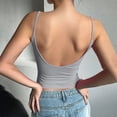 thumbnail image 5 of Endives Women's Ribbed Crop Top Tank Top With Built in Bra Spaghetti Strap Backless Tank Top Base Layer Casual Wear Grey, 5 of 5