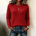 thumbnail image 2 of HAiming Fall Winter Sweaters for Women Long Sleeve Warm Scoop Neck Solid Color Casual Blouses Going out Undershirts, 2 of 6