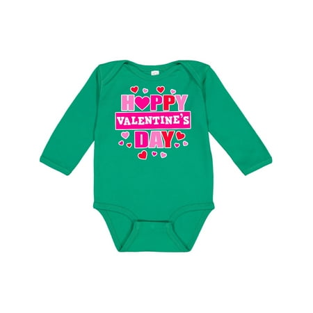 

Inktastic Happy Valentine s Day with Hearts Gift Baby Boy or Baby Girl Long Sleeve Bodysuit