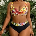 thumbnail image 2 of Plus Size Bathing Suits for Women Tummy Control Printed Suspender Side Strap Split Swimsuit 2 Pc Set, 2 of 8