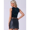thumbnail image 3 of DARING DIVA Women's Sparkle Glitter Sleeveless Club Crop Tank Top XS Blue Green, 3 of 6