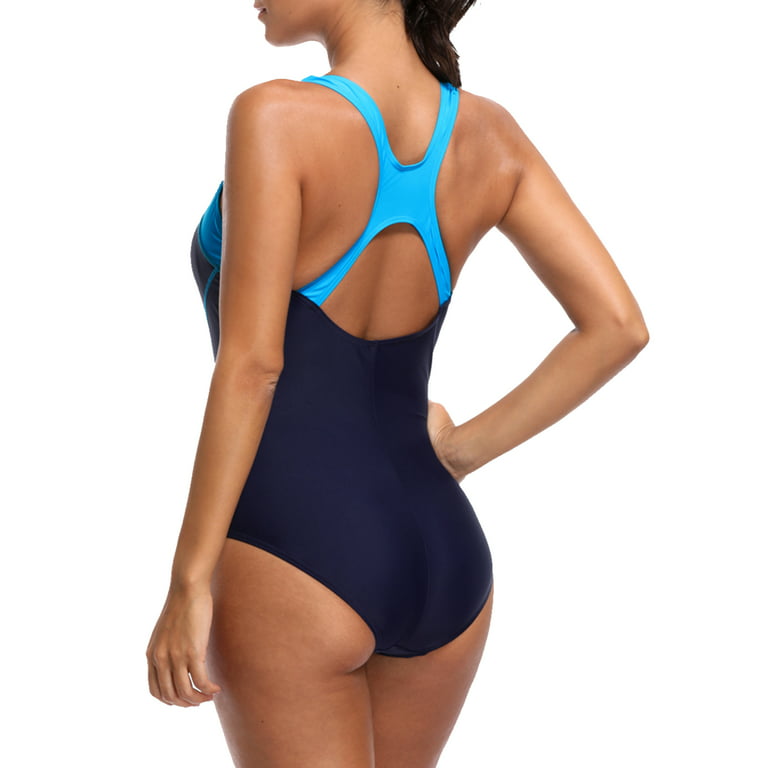Women's Sport One Piece Swimsuit Racerback Competitive Athletic Swimwear  Bathing Suits 