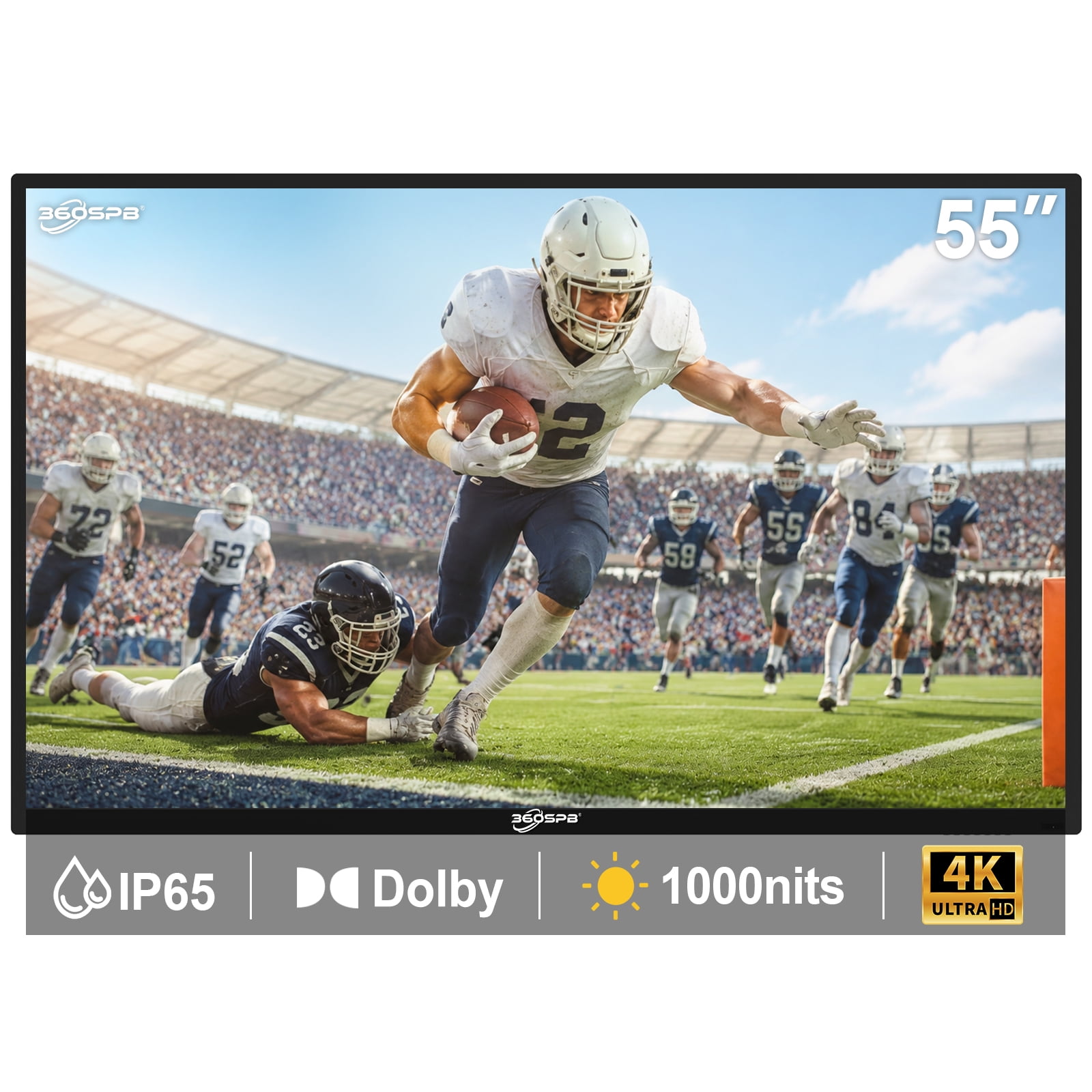 Pyimgus Outdoor TV, 55Inch 4K Outdoor Smart TV, 2500nits High Brightness Outdoor TVs, IP65 Waterproof TV, Voice Assistant Remote, Compatible with Dolby, Wide Viewing Angle Smart TV